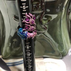 Vintage costume stretch peacock ring blue & purple